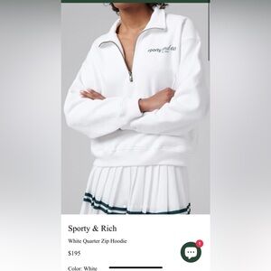 Sporty and Rich white quarter zip size small